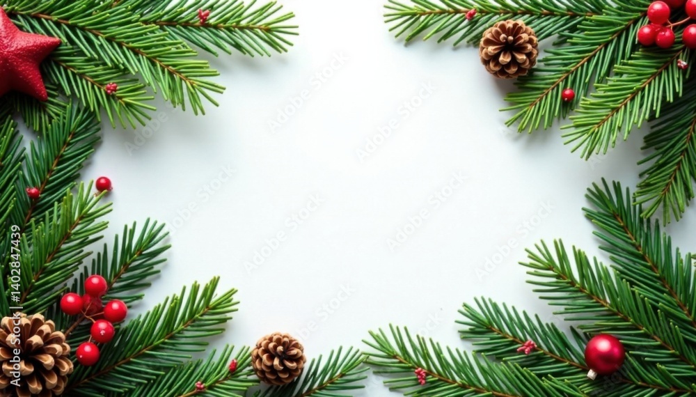 Christmas border featuring lush fir branches and rustic pine cones, seasonal, border, rustic pine cones, natural elements, festive decorations Christmas border featuring lush fir branches and rustic pine cones, seasonal, border, rustic pine cones, natural elements, festive decorations