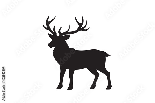 Silhouette of deer vector illustration on white background.