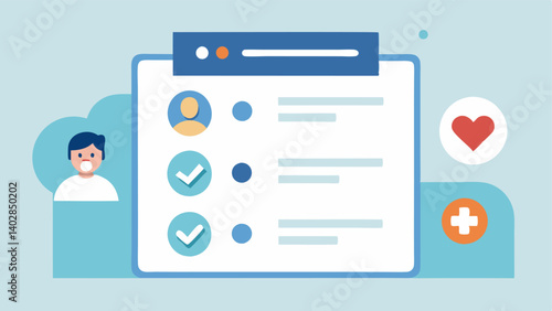 Symptom Checker Interface A digital input form where users can select symptoms from a list of icons with a simplified process for submitting them to receive feedback or