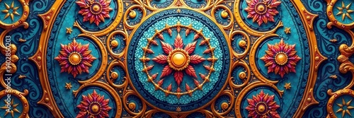 Circular arabesque, flowing lines, intricate details Monoline Arabic ornament, subtle texture , flowing, arabesque, monoline