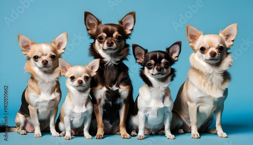 Five Adorable Chihuahuas Posing Together