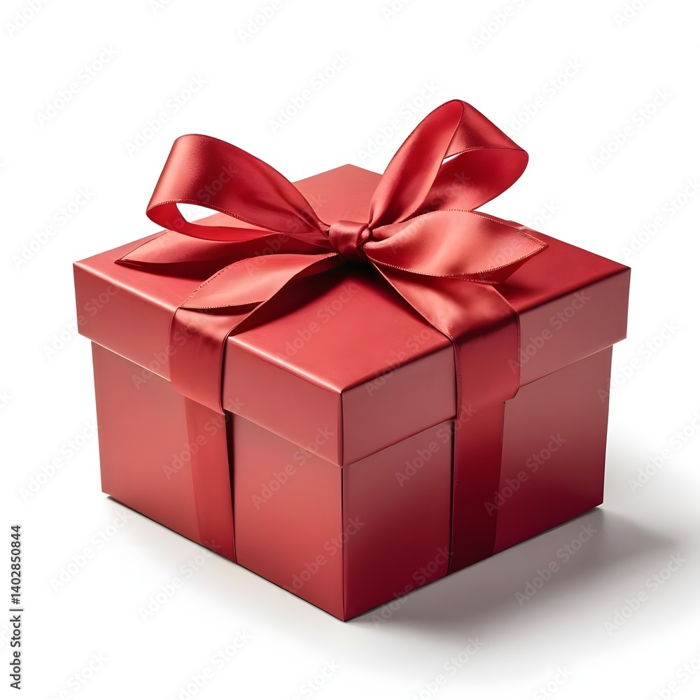 Fototapeta premium Red Gift Box with Satin Ribbon
