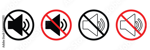 Set of no sound sign vector vector set for UI designs of  Vector illustration  