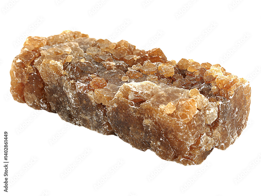 Closeup of a roughhewn block of unrefined cane sugar, showcasing its natural texture and amber hues. A powerful visual metaphor for natural sweetness, purity, and authenticity. Closeup of a roughhewn block of unrefined cane sugar, showcasing its natural texture and amber hues. A powerful visual metaphor for natural sweetness, purity, and authenticity.