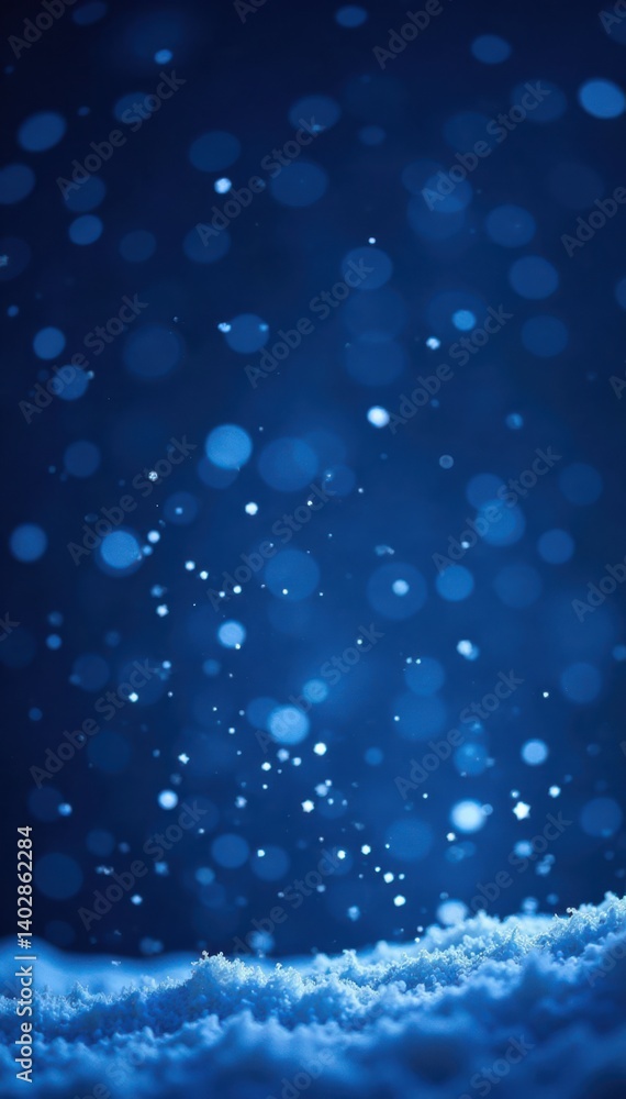 Obraz premium Starry night sky with snowflakes falling gently , celestial, snow