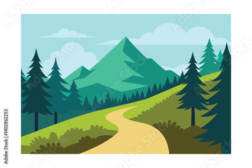 mountain landscape with forest