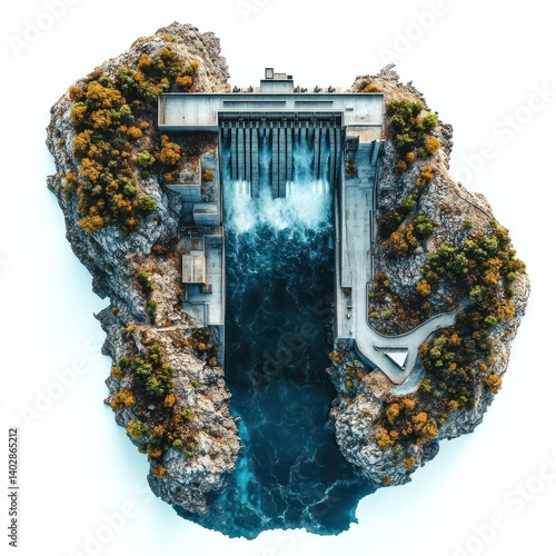 Obraz na płótnie Breathtaking view of a powerful waterfall cascading down a lush green rocky cliff in a serene tropical paradise landscape w salonie