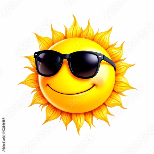 Obraz na płótnie smiling sun emoticon with sunglasses isolated on a white background w salonie