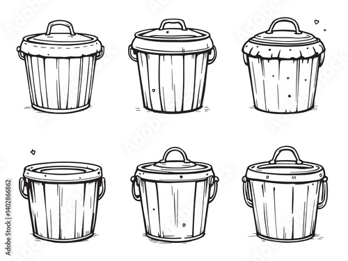 Diaper Pail Simple Vector Collection