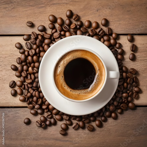 Cup of Coffee with Coffee Beans