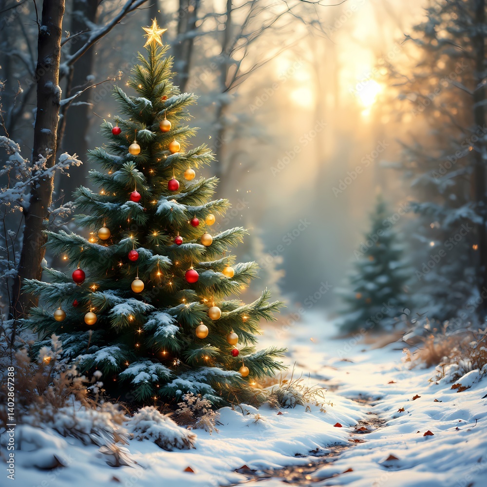 Christmas background with outdoor nature elements