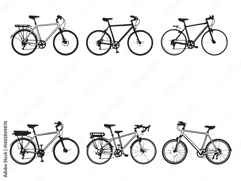 Obraz premium Electric Bike Simple Line Art Set