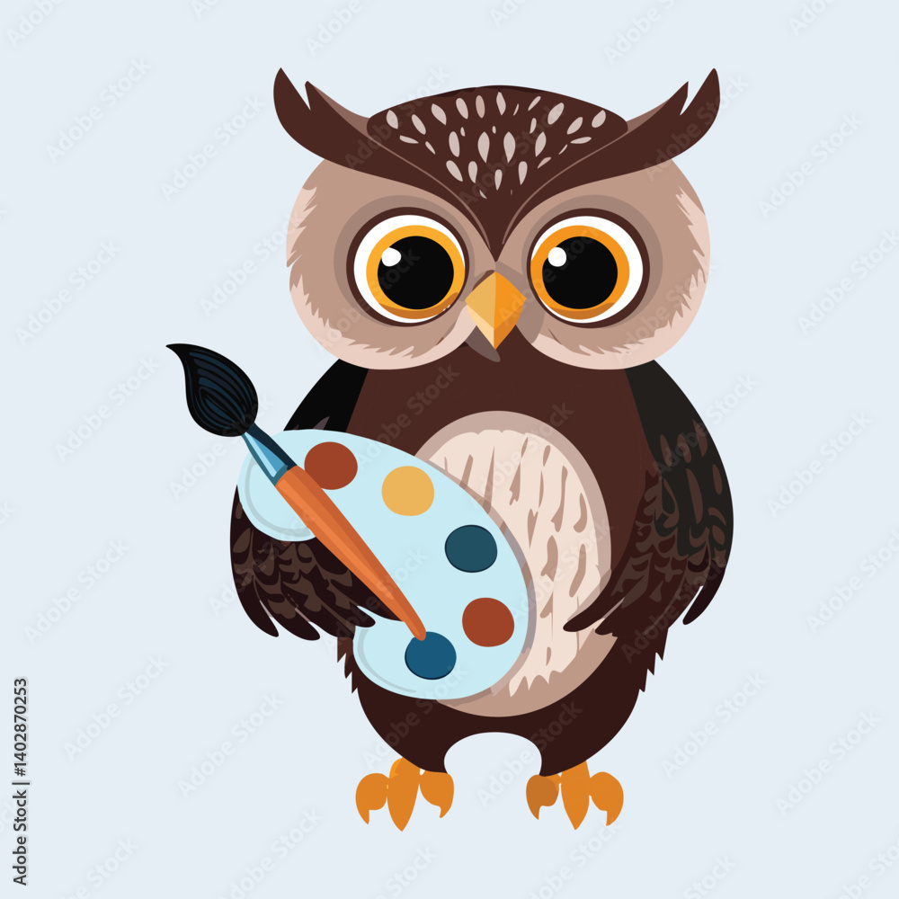 Owl Holding a Paintbrush and Palette Owl Holding a Paintbrush and Palette