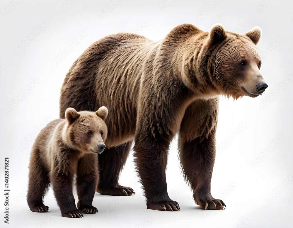 Obraz premium Mother Brown Bear and Cub