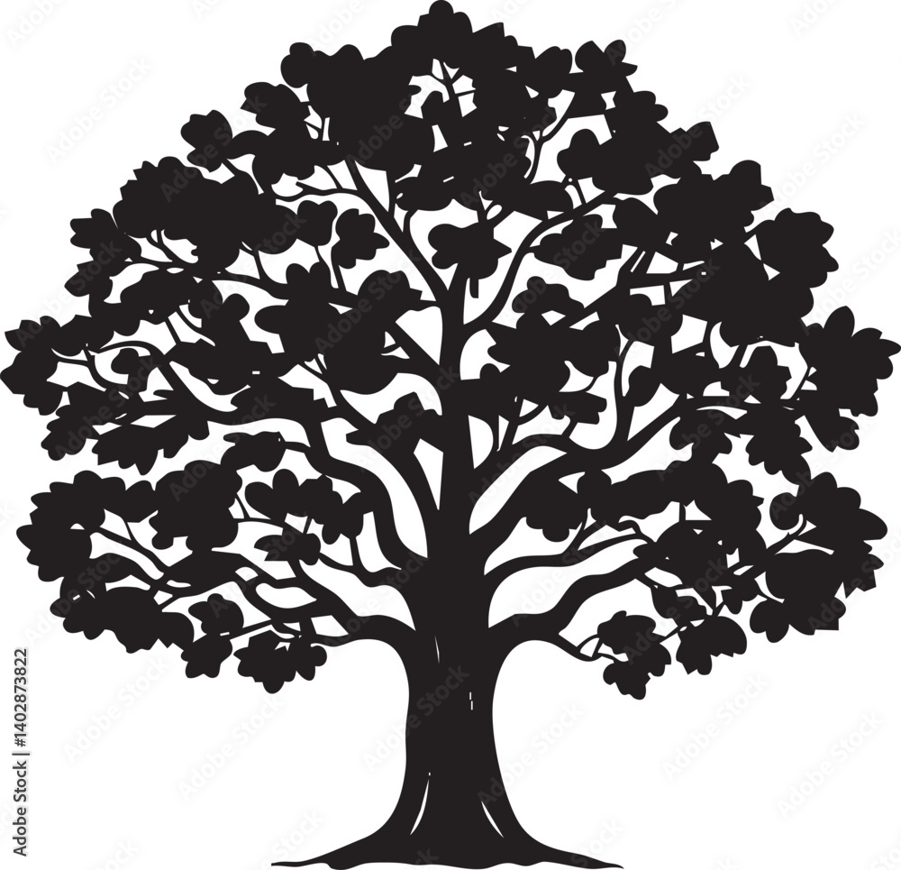 Obraz premium Large Tree Silhouette with Dense Foliage