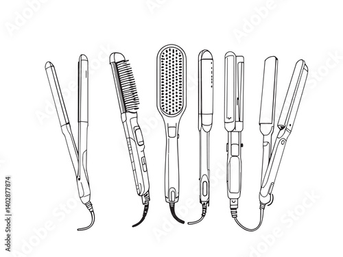 Hair Straightener Line Art Collection
