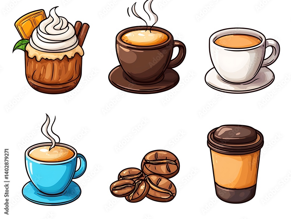 Obraz premium Coffee & Dessert Illustrations
