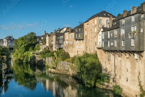 Cityscape of a Oloron-Sainte-Marie town, Basque country, South-Western France.