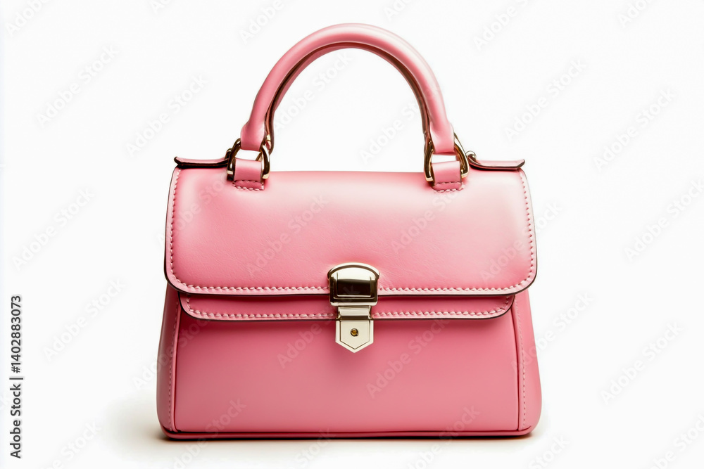 Pink Leather Handbag – Front View Isolated on White Background Pink Leather Handbag – Front View Isolated on White Background
