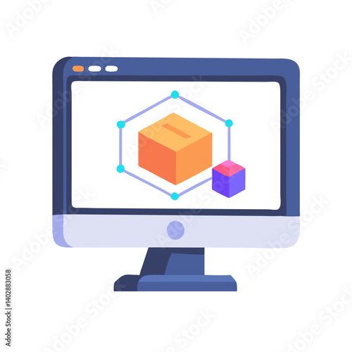 3D Modeling on Monitor Representing Digital Design and Computer-Aided Visualization