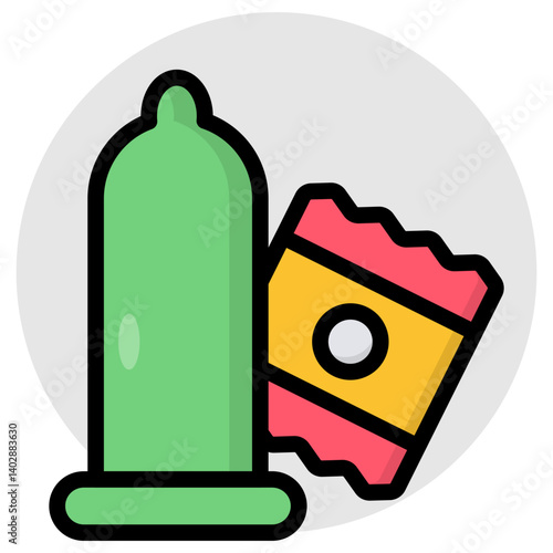 A flat design icon of condom