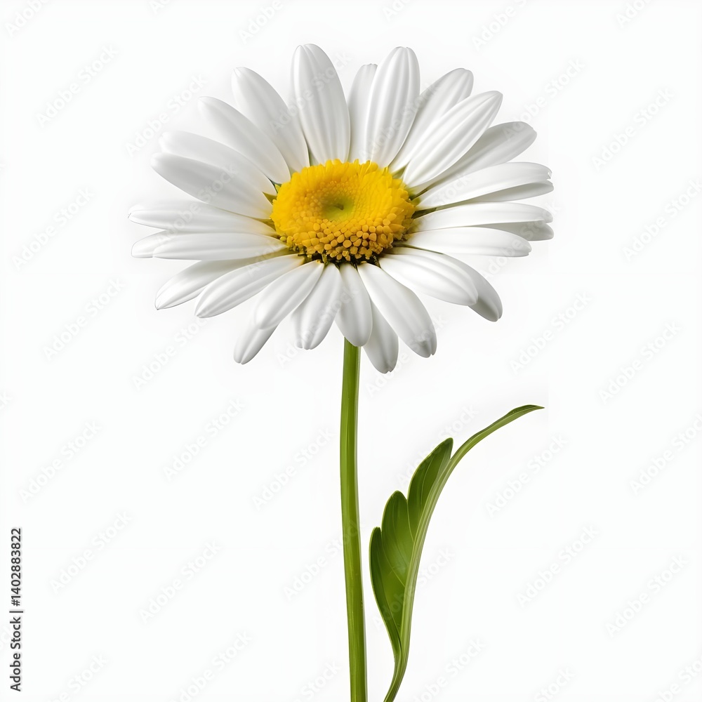 Fototapeta premium Single White Daisy Flower on White Background