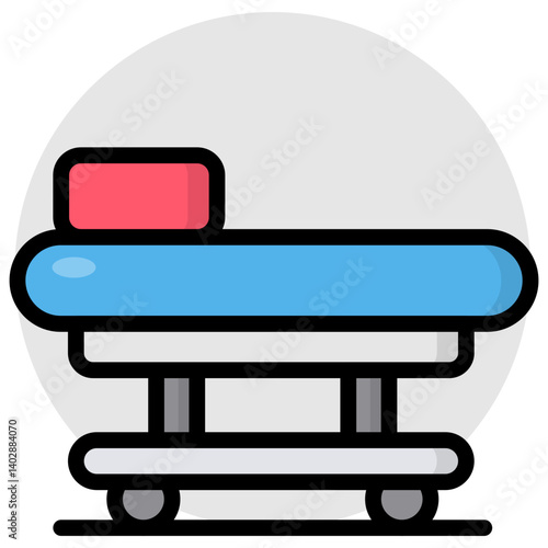 Patient bed icon, flat design of stretcher