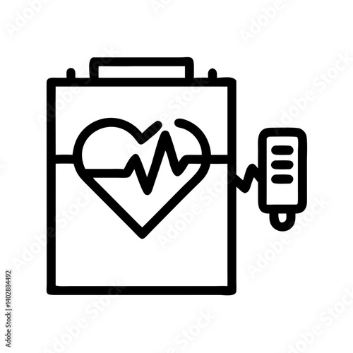 Battery with ECG Line Icon Representing Pacemaker and Heart Function