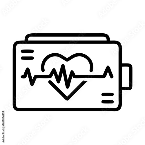 Battery with ECG Line Icon Representing Pacemaker and Heart Function