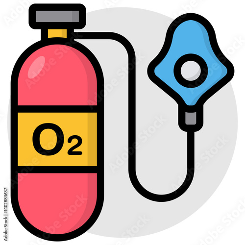 Trendy vector design of oxygen cylinder