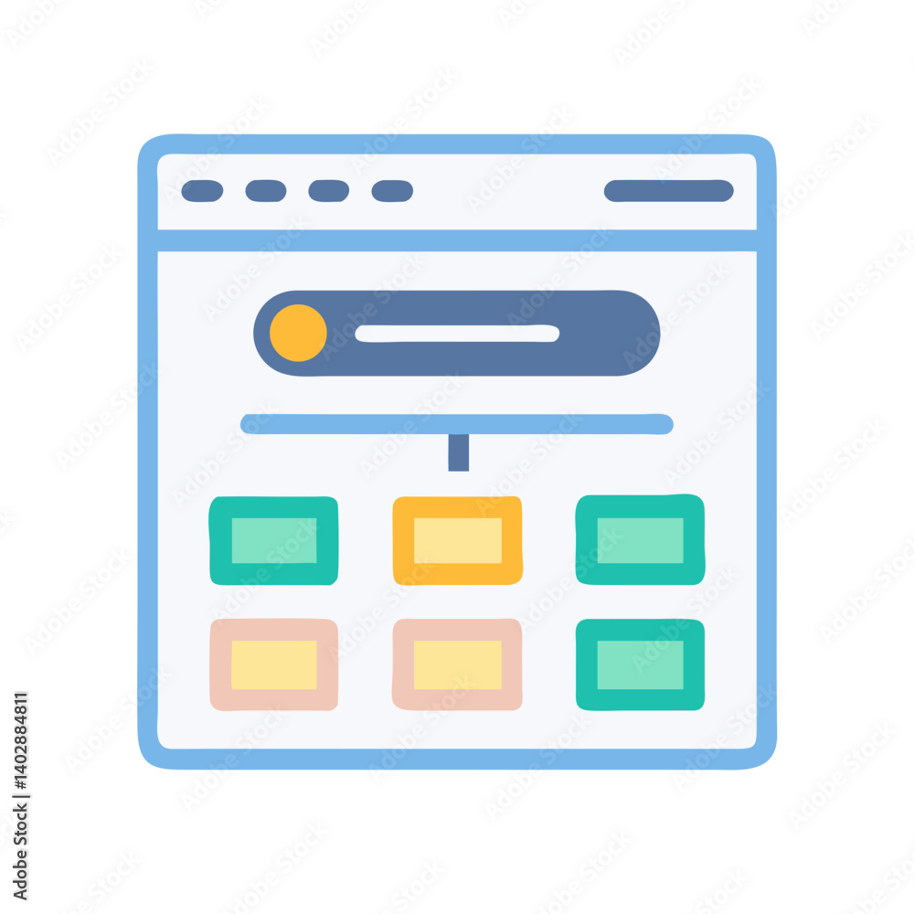 Block Interface Icon Representing Application Management and System Organization Block Interface Icon Representing Application Management and System Organization