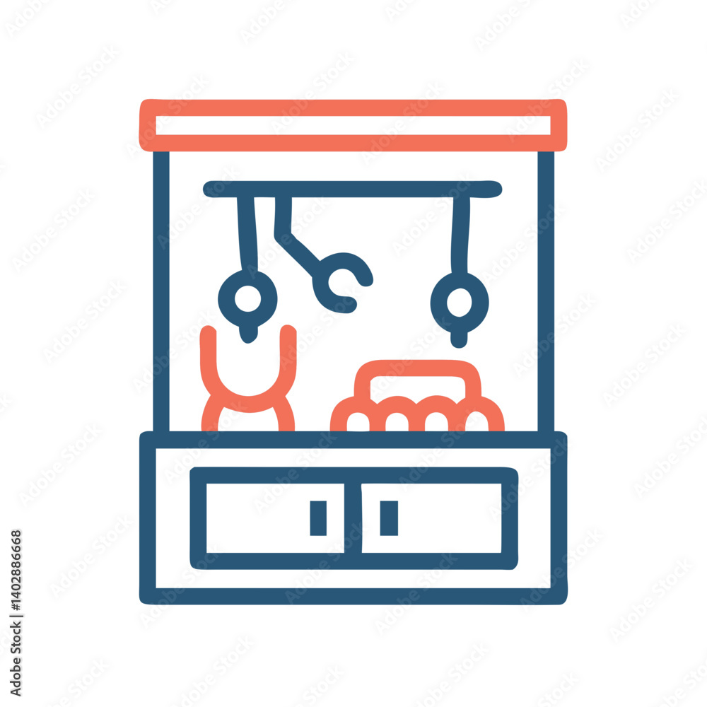 Claw Machine Game Icon Representing Arcade and Toy Prize