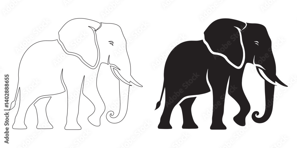 Strong minimalist elephant silhouette for clean identity branding – simple vector style with elephant line art – elephant icon – elephant illustration
Strong minimalist elephant silhouette for clean identity branding – simple vector style with elephant line art – elephant icon – elephant illustration