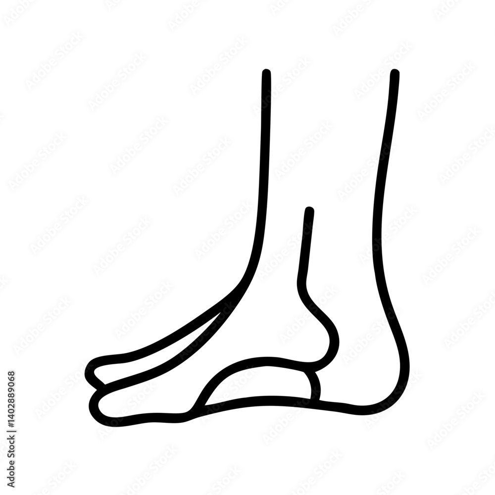 Fototapeta premium Foot and Ankle Outline Icon Representing Lower Limb Anatomy and Mobility
