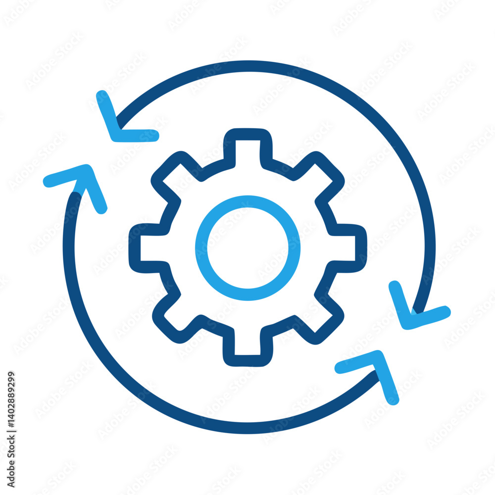 Gear with Arrows Icon Representing System Update and Process Optimization Gear with Arrows Icon Representing System Update and Process Optimization