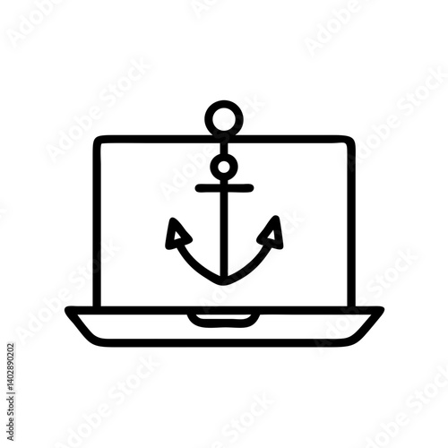 Laptop icon with anchor