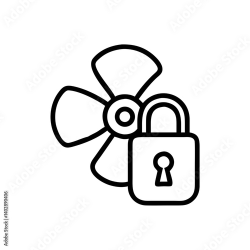 Padlock icon with fan