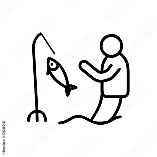 Icon of a fisherman with a fishing rod