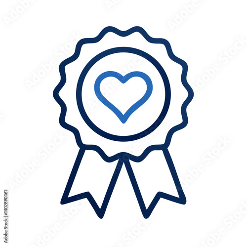 Heart in Badge Icon Representing Appreciation and Value