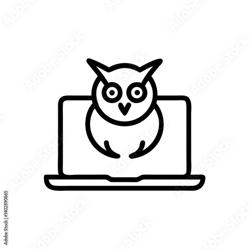 Obraz na płótnie Ikona laptopa z sową w salonie