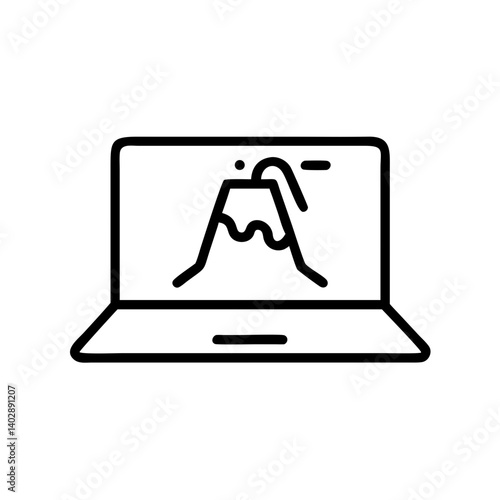 Laptop icon with volcano