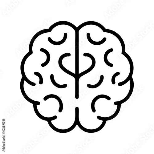 Human Brain Outline Icon Representing Cognitive Function and Mental Processes