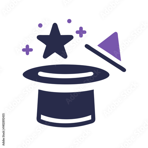 Magician Hat with Star Icon Representing Magic Shows and Illusionist Performances