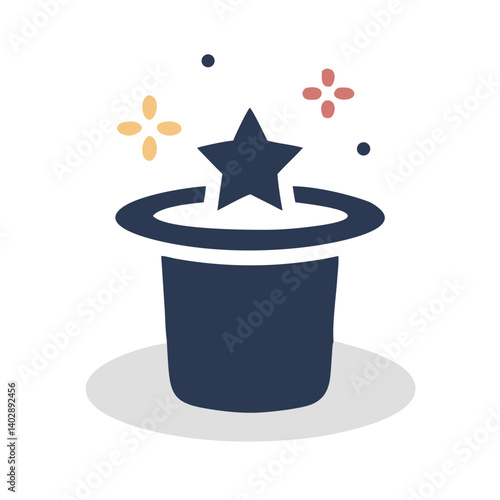 Magician Hat with Star Icon Representing Magic Shows and Illusionist Performances