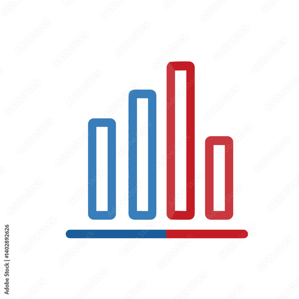 Simple Bar Graph Icon in Red and Blue Colors Simple Bar Graph Icon in Red and Blue Colors