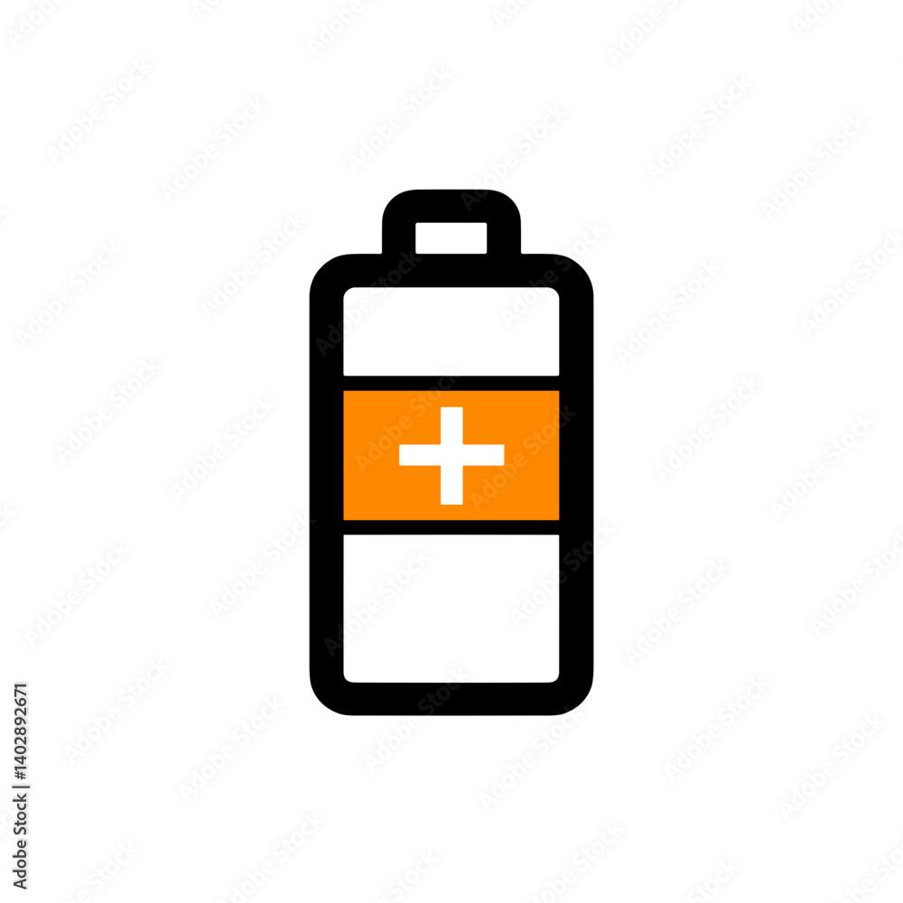 Battery Icon with Charge Indicator on White Background Battery Icon with Charge Indicator on White Background