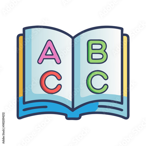 Open Alphabet Book Icon Representing Early Learning and Literacy Development