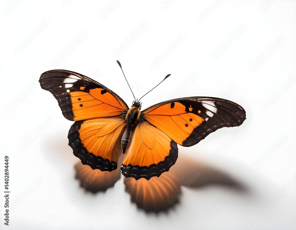 Obraz premium Orange Butterfly on White Background