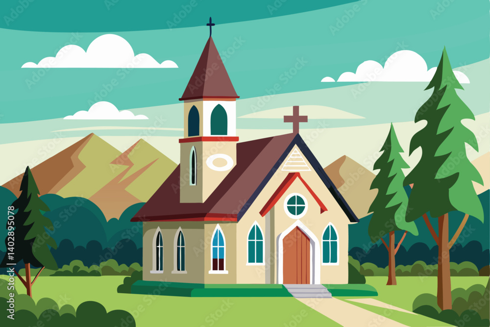 Fototapeta premium church in the village vector