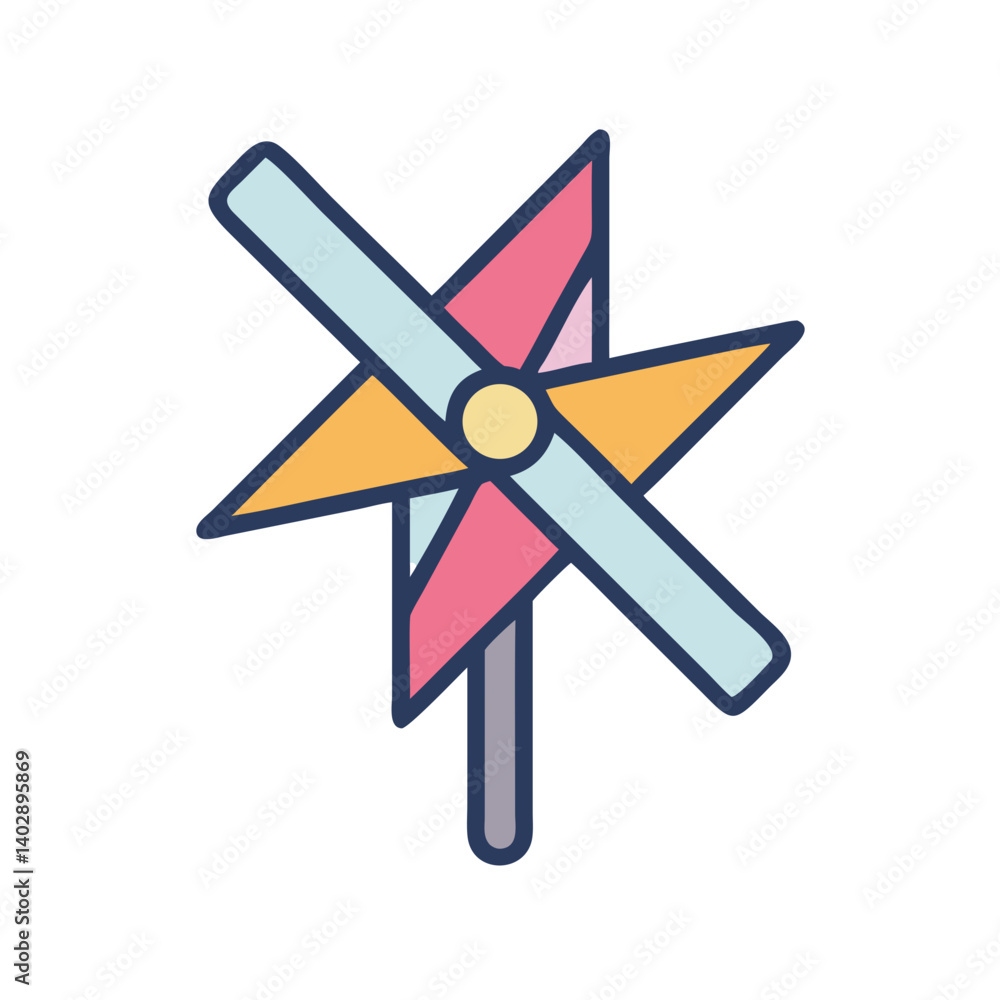 Pinwheel Toy Icon Representing Outdoor Play and Motor Skill Development Pinwheel Toy Icon Representing Outdoor Play and Motor Skill Development